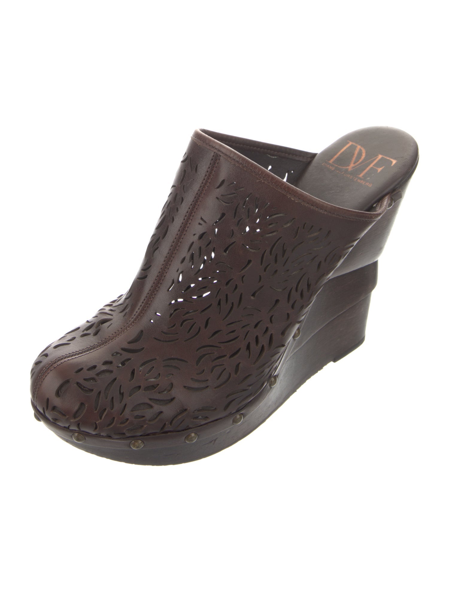 Diane von Furstenberg Leather Striped Mules