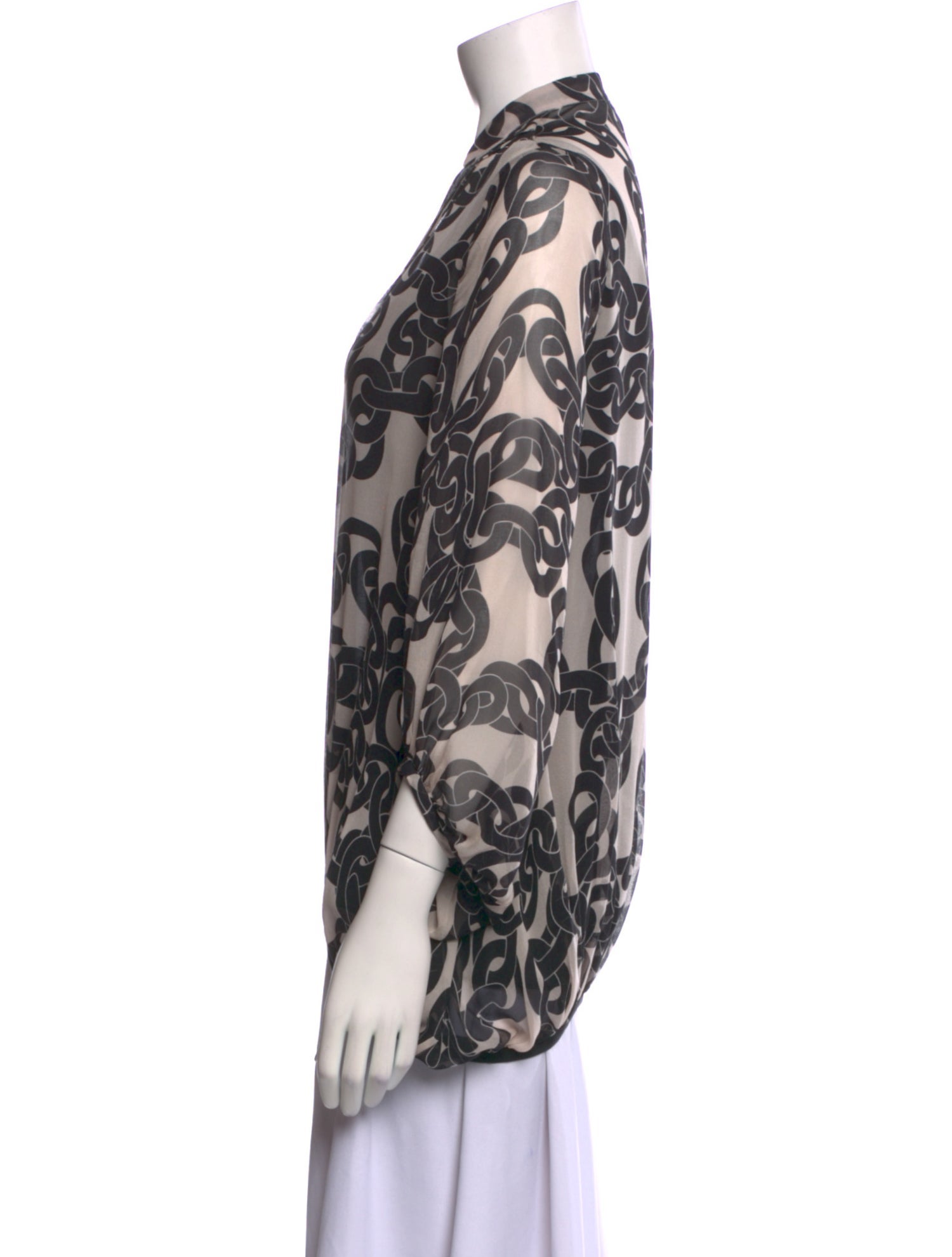 Diane von Furstenberg Printed V-Neck Blouse