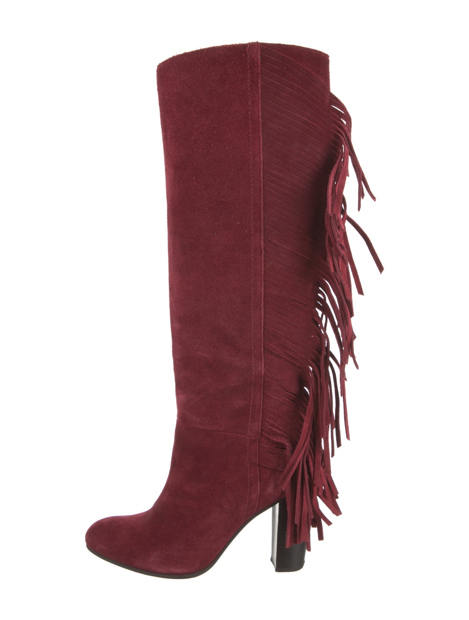 Diane von Furstenberg Suede Fringe Trim Accent Lace-Up Boots