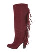 Diane von Furstenberg Suede Fringe Trim Accent Lace-Up Boots