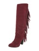 Diane von Furstenberg Suede Fringe Trim Accent Lace-Up Boots
