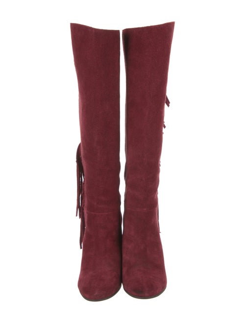 Diane von Furstenberg Suede Fringe Trim Accent Lace-Up Boots