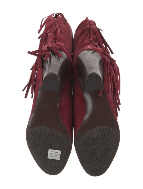 Diane von Furstenberg Suede Fringe Trim Accent Lace-Up Boots