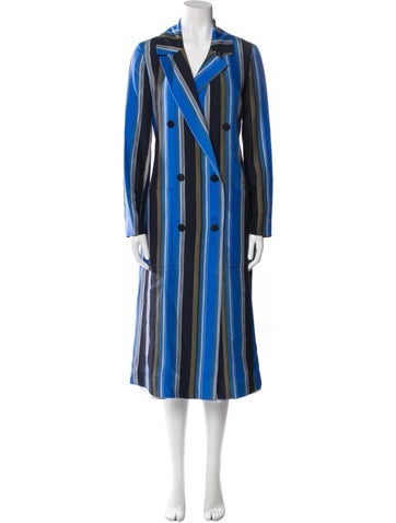Diane von Furstenberg Coats Silk Striped Trench Coat Petite