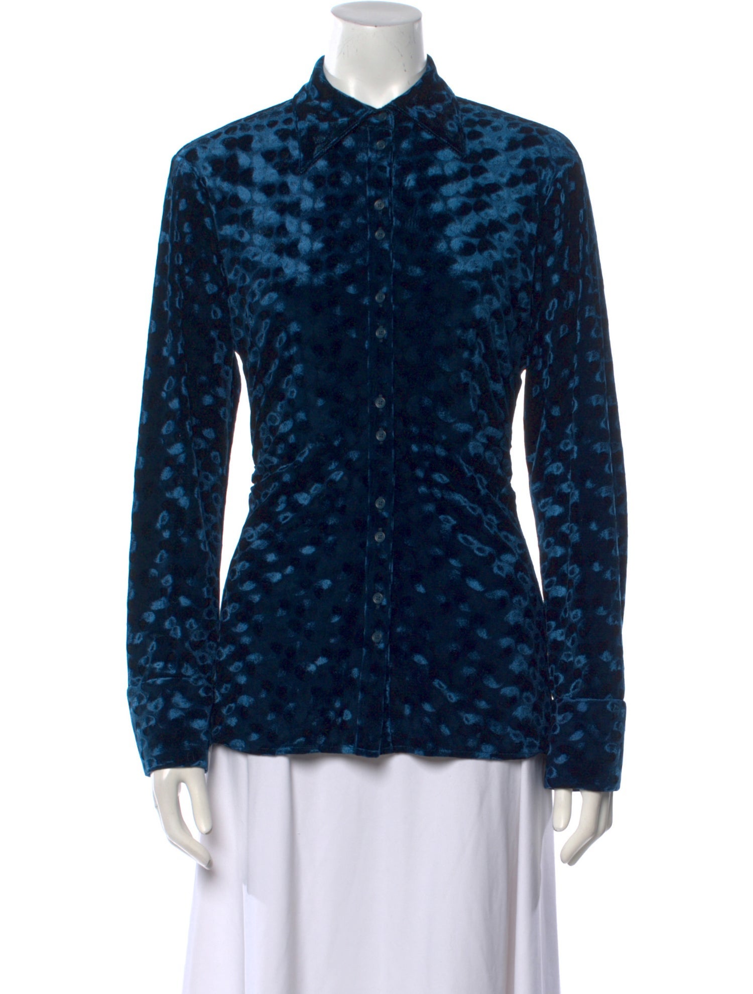 Diane von Furstenberg Printed Long Sleeve Button-Up Top w/ Tags