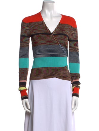 Diane von Furstenberg Striped V-Neck Top