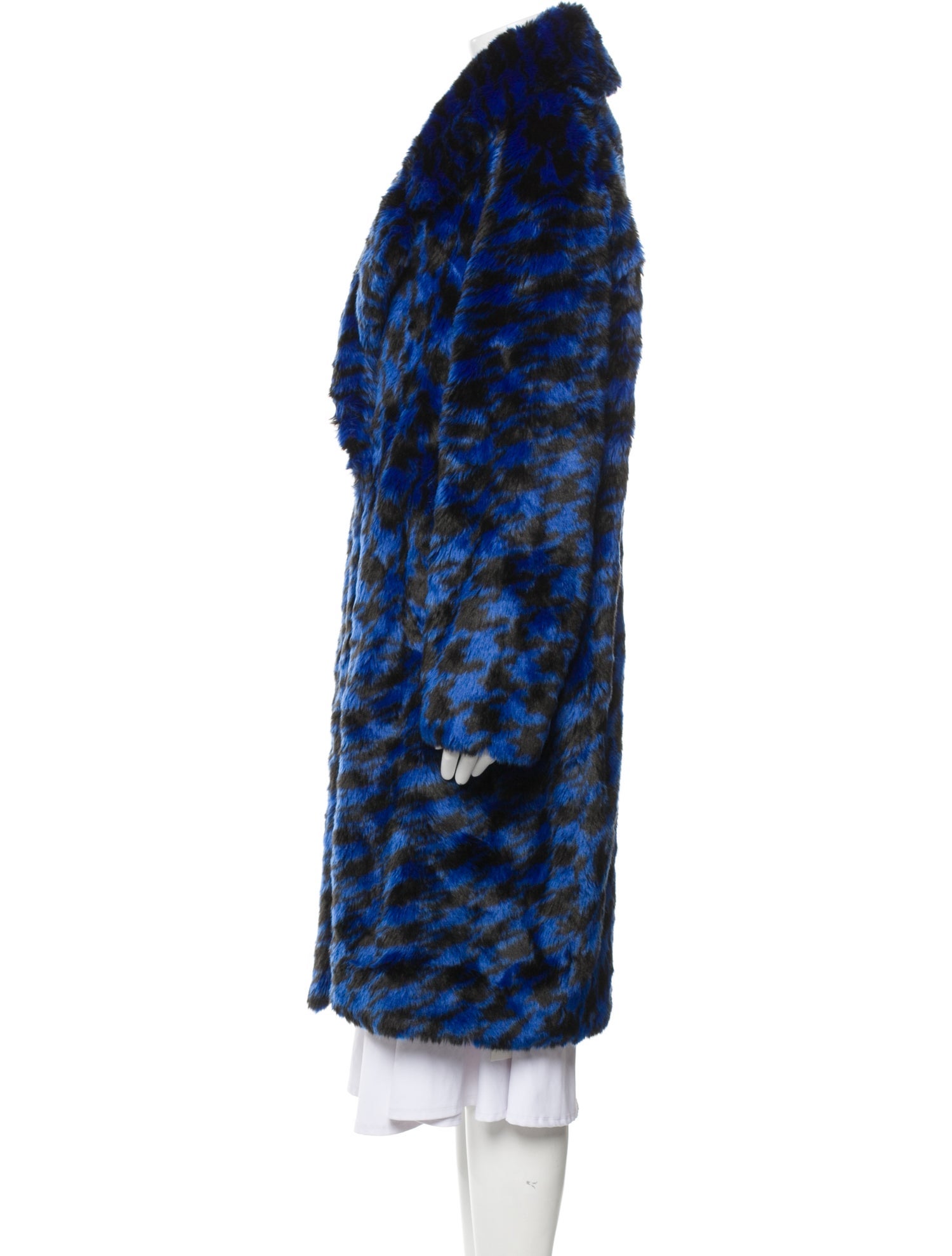 Diane von Furstenberg Colorblock Pattern Faux Fur Coat w/ Tags