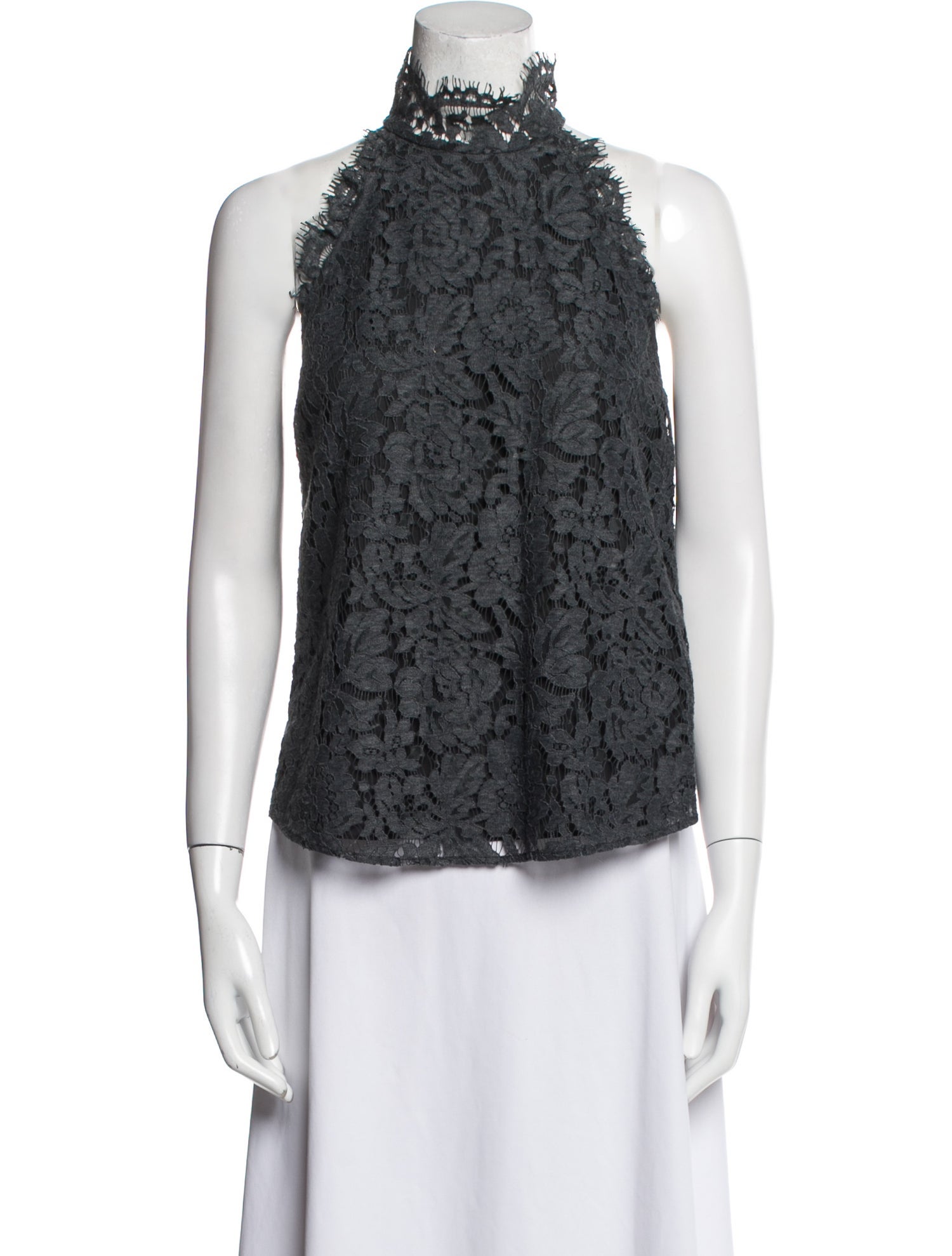 Diane von Furstenberg Lace Pattern Mock Neck Blouse