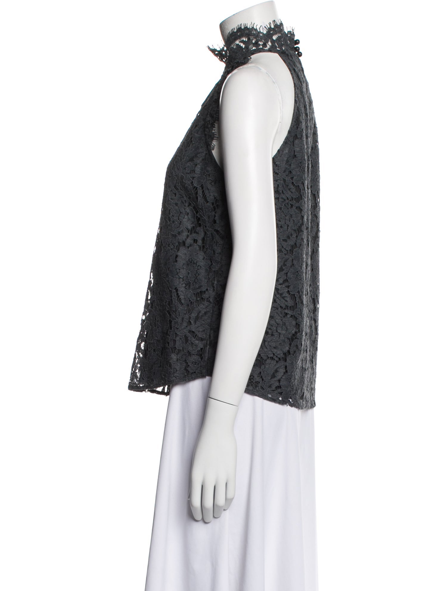 Diane von Furstenberg Lace Pattern Mock Neck Blouse