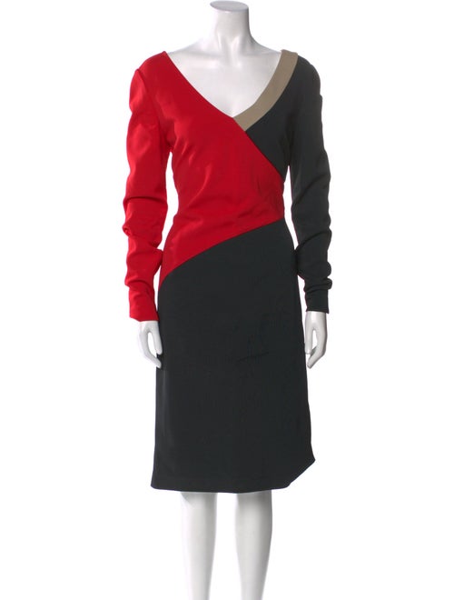 Diane von Furstenberg Colorblock Pattern Knee-Length Dress