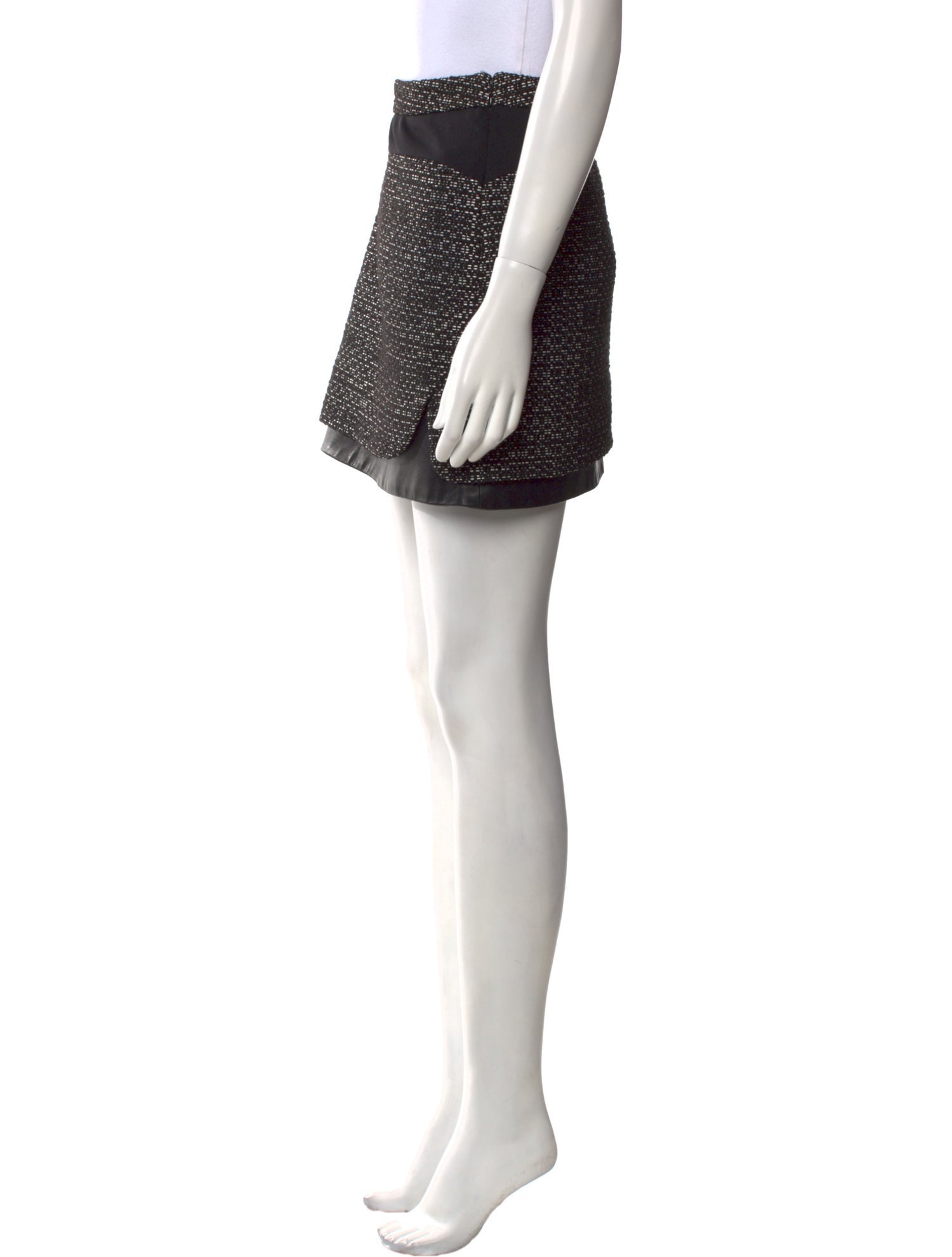 Diane von Furstenberg Leather Trim Embellishment Mini Skirt