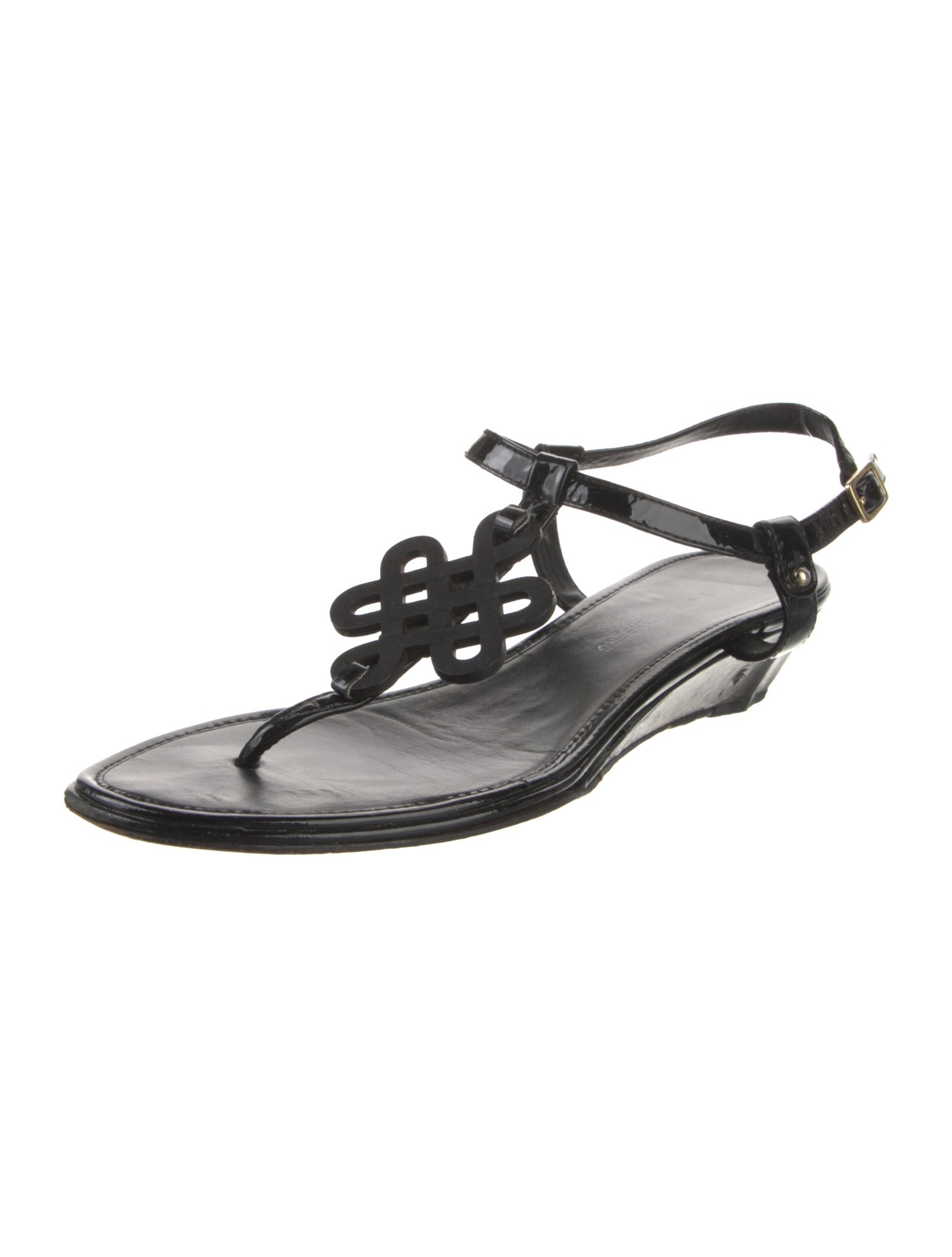 Diane von Furstenberg Patent Leather T-Strap Sandals
