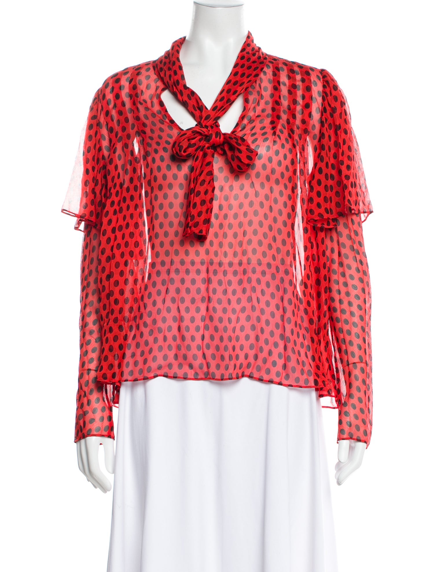 Diane von Furstenberg Silk Polka Dot Print Blouse