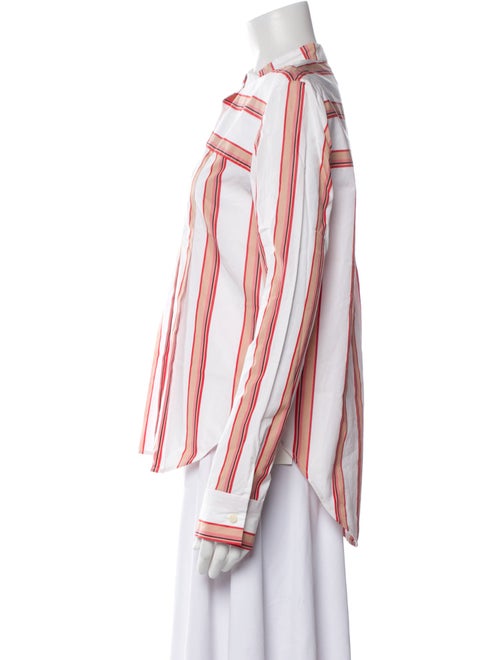 Diane von Furstenberg Striped Mock Neck Button-Up Top
