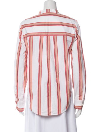 Diane von Furstenberg Striped Mock Neck Button-Up Top