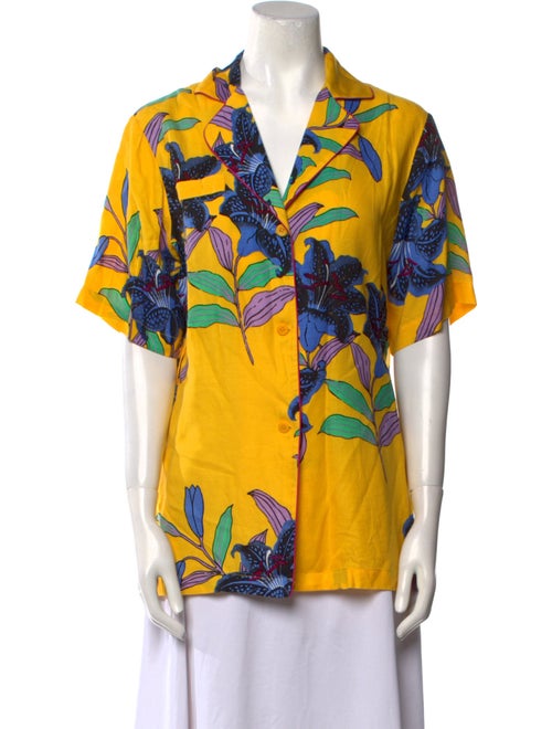 Diane von Furstenberg Printed Short Sleeve Button-Up Top