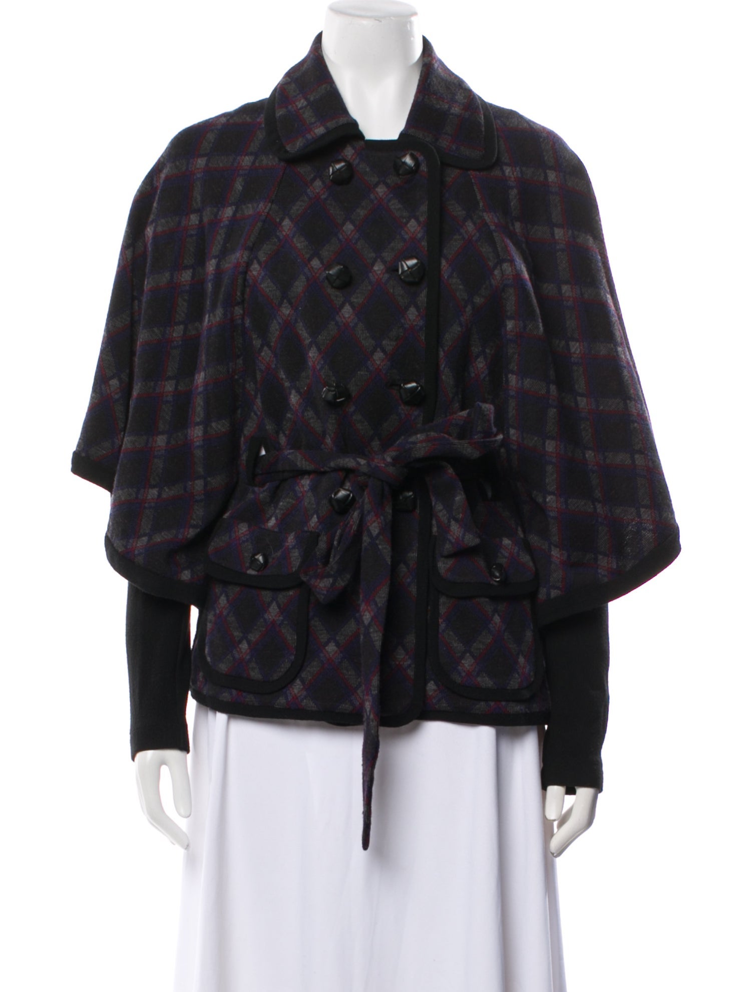 Diane von Furstenberg Wool Plaid Print Evening Jacket