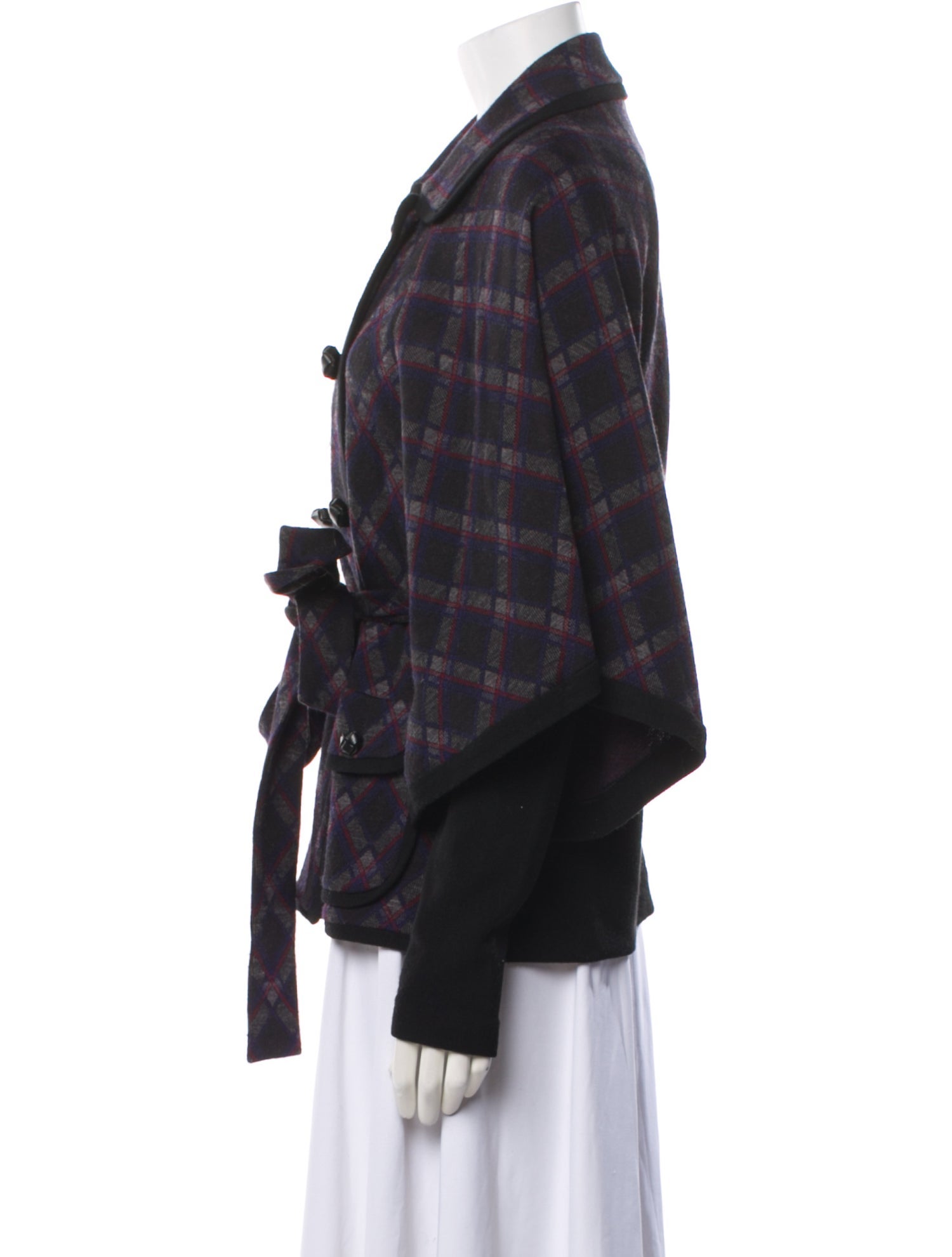 Diane von Furstenberg Wool Plaid Print Evening Jacket