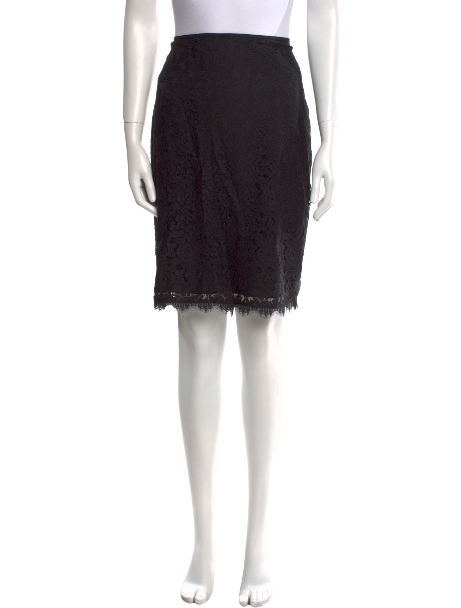 Diane von Furstenberg Lace Trim Embellishment Knee-Length Skirt