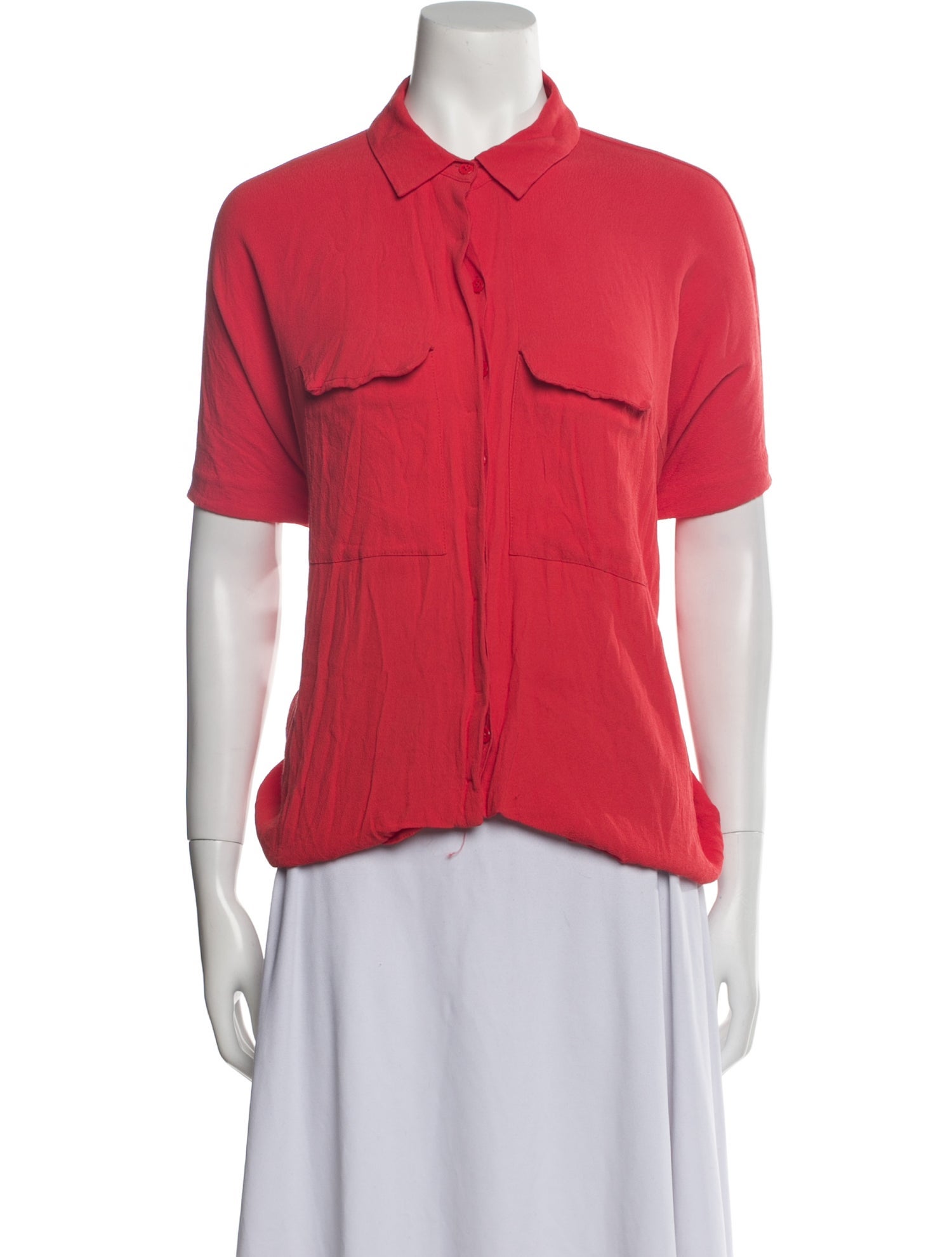 Diane von Furstenberg Silk Short Sleeve Button-Up Top