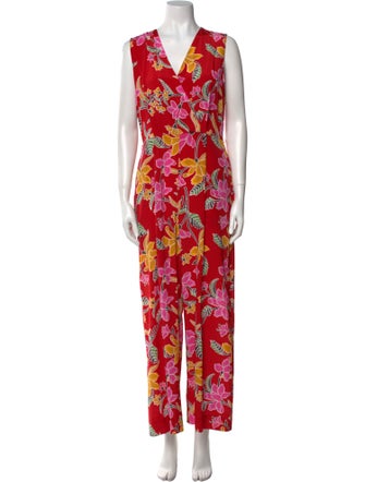 Diane von Furstenberg Silk Floral Print Jumpsuit
