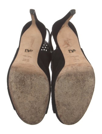 Diane von Furstenberg Suede Lasercut Accents Slingback Pumps