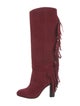 Diane von Furstenberg Suede Fringe Trim Accent Boots