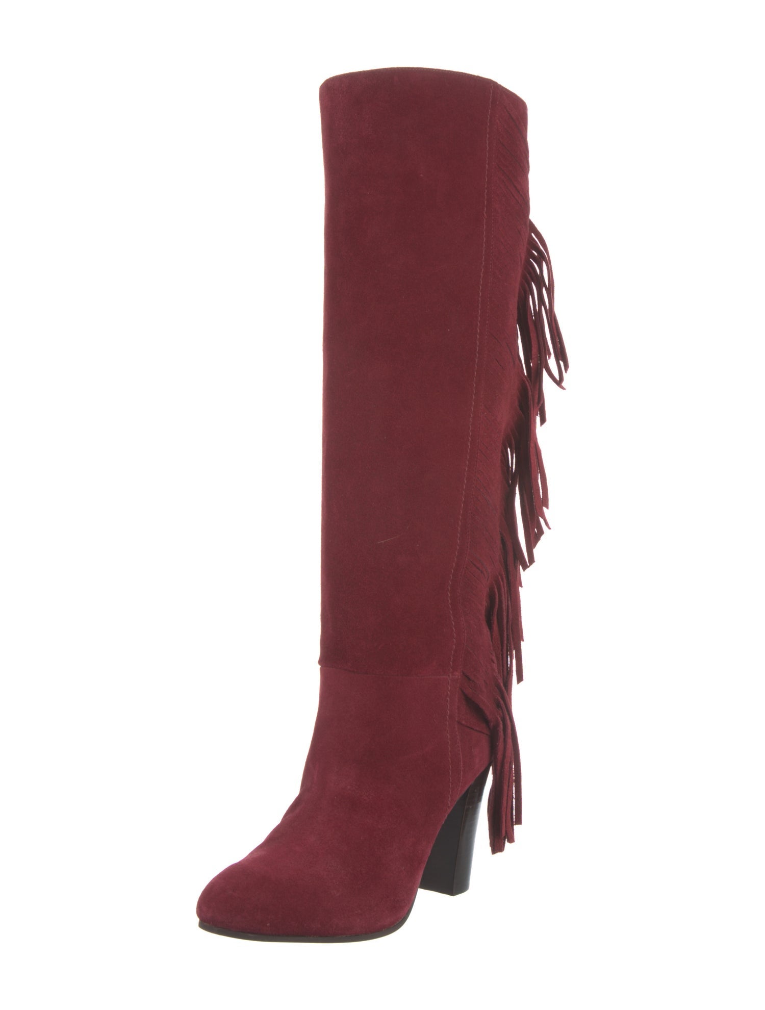 Diane von Furstenberg Suede Fringe Trim Accent Boots