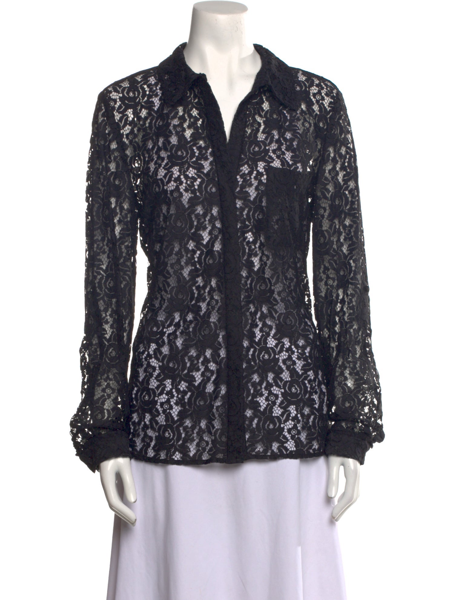 Diane von Furstenberg Lace Lace Pattern Button-Up Top