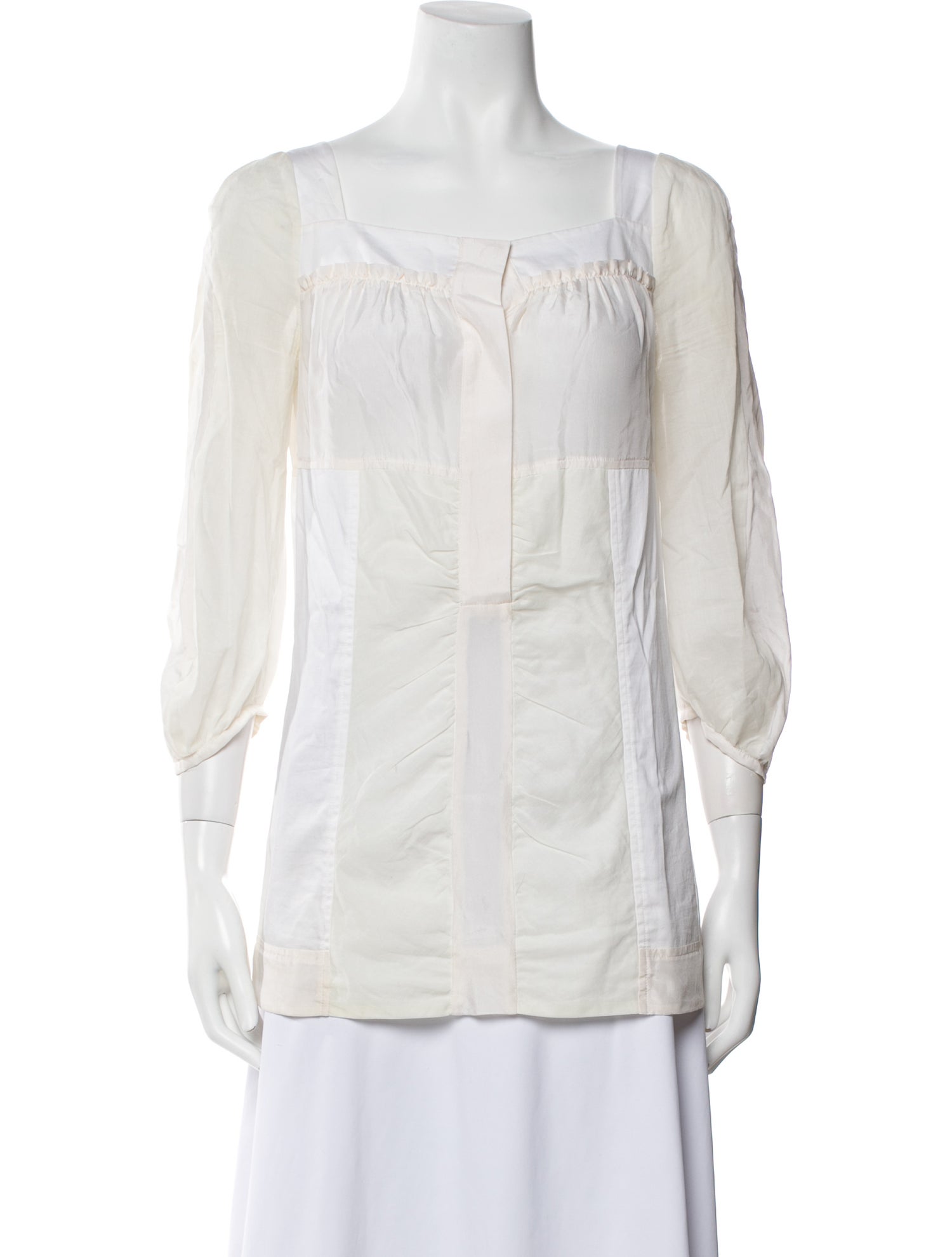 Diane von Furstenberg Square Neckline Three-Quarter Sleeve Blouse