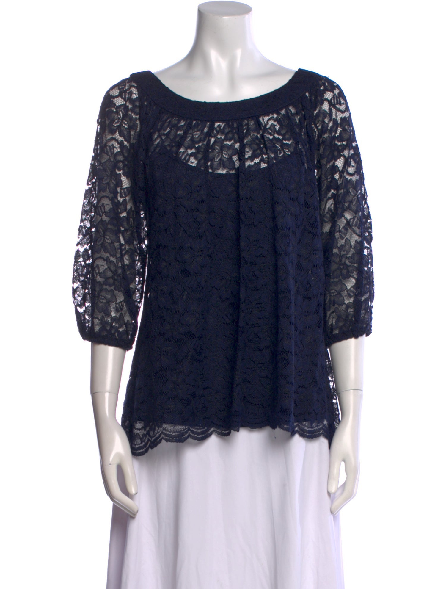 Diane von Furstenberg Lace Pattern Bateau Neckline Blouse