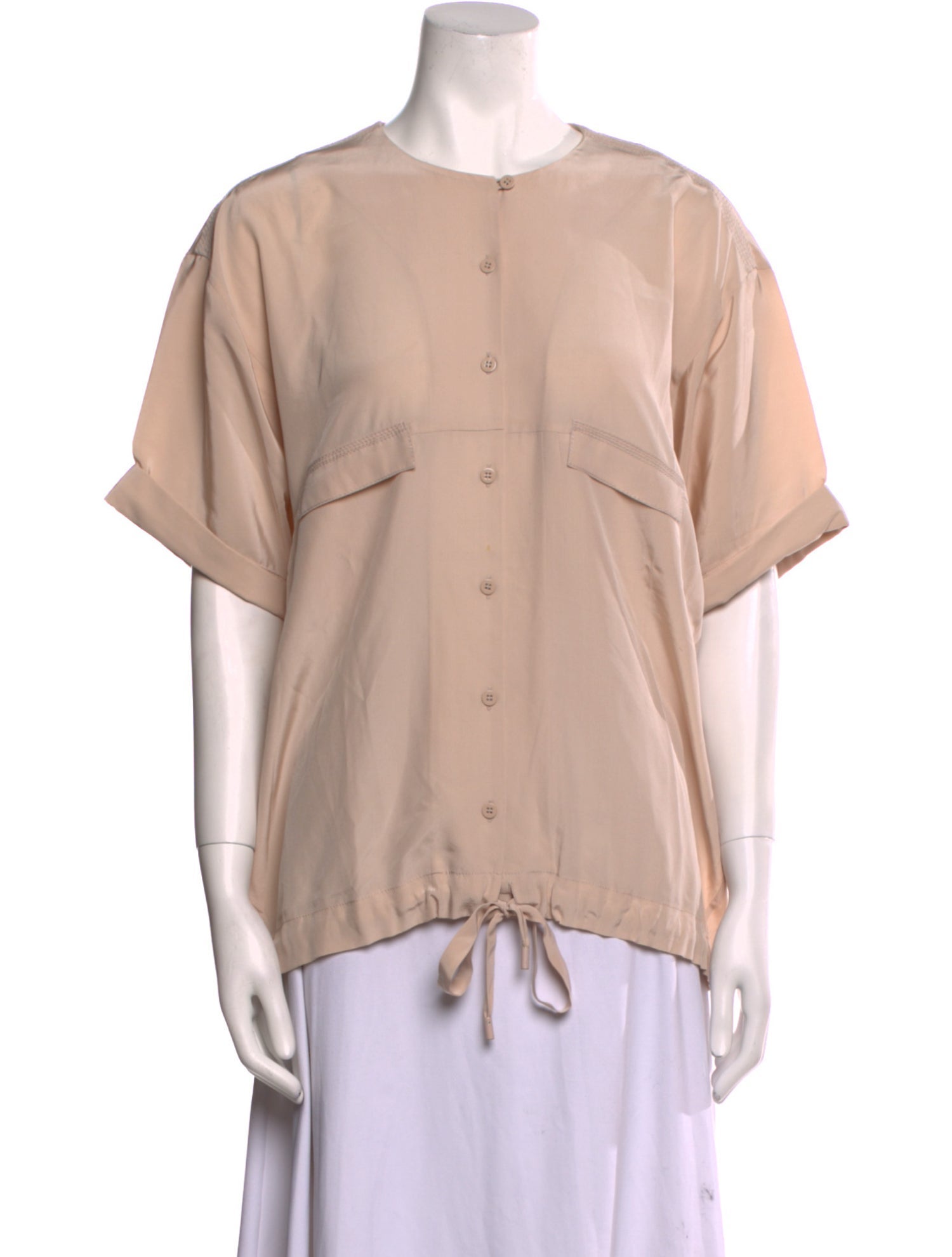 Diane von Furstenberg Silk Crew Neck Button-Up Top