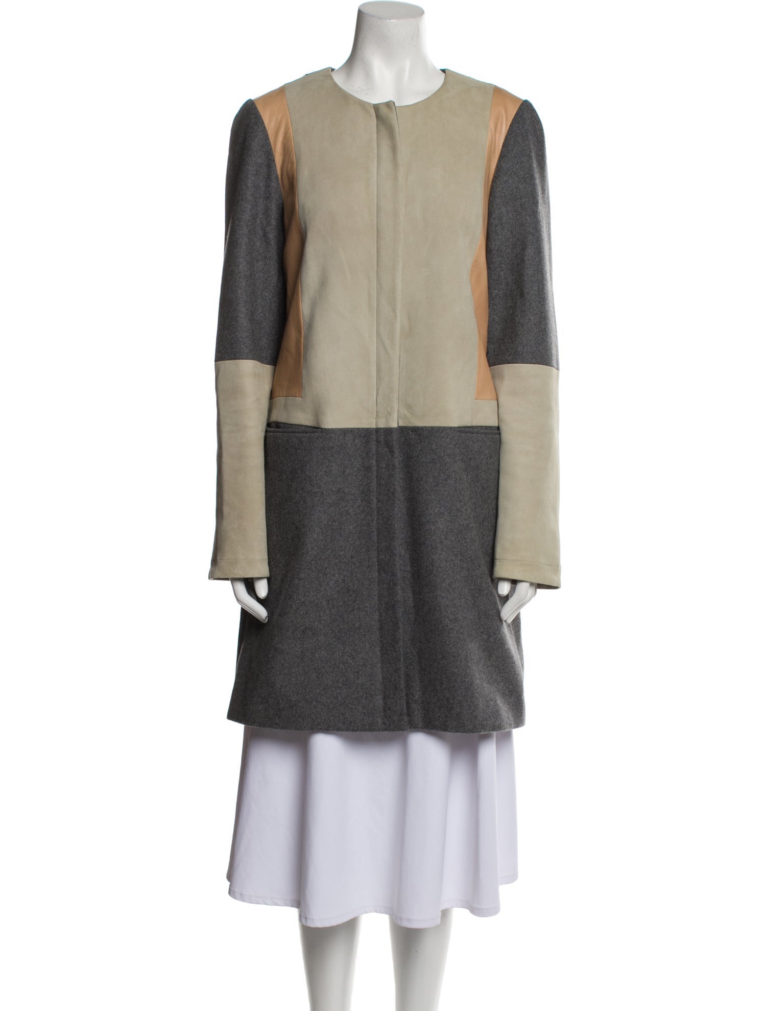 Diane von Furstenberg Wool Colorblock Pattern Coat