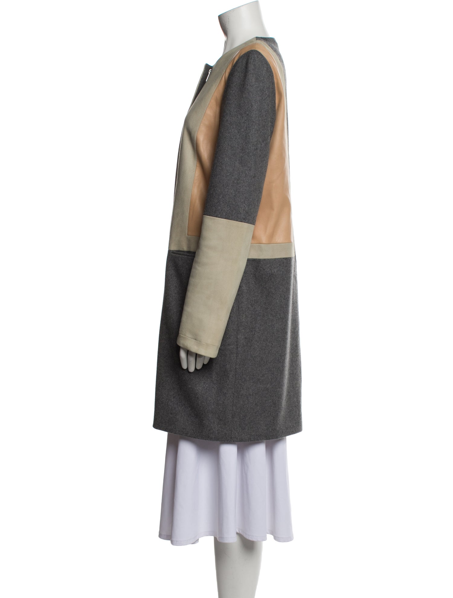 Diane von Furstenberg Wool Colorblock Pattern Coat