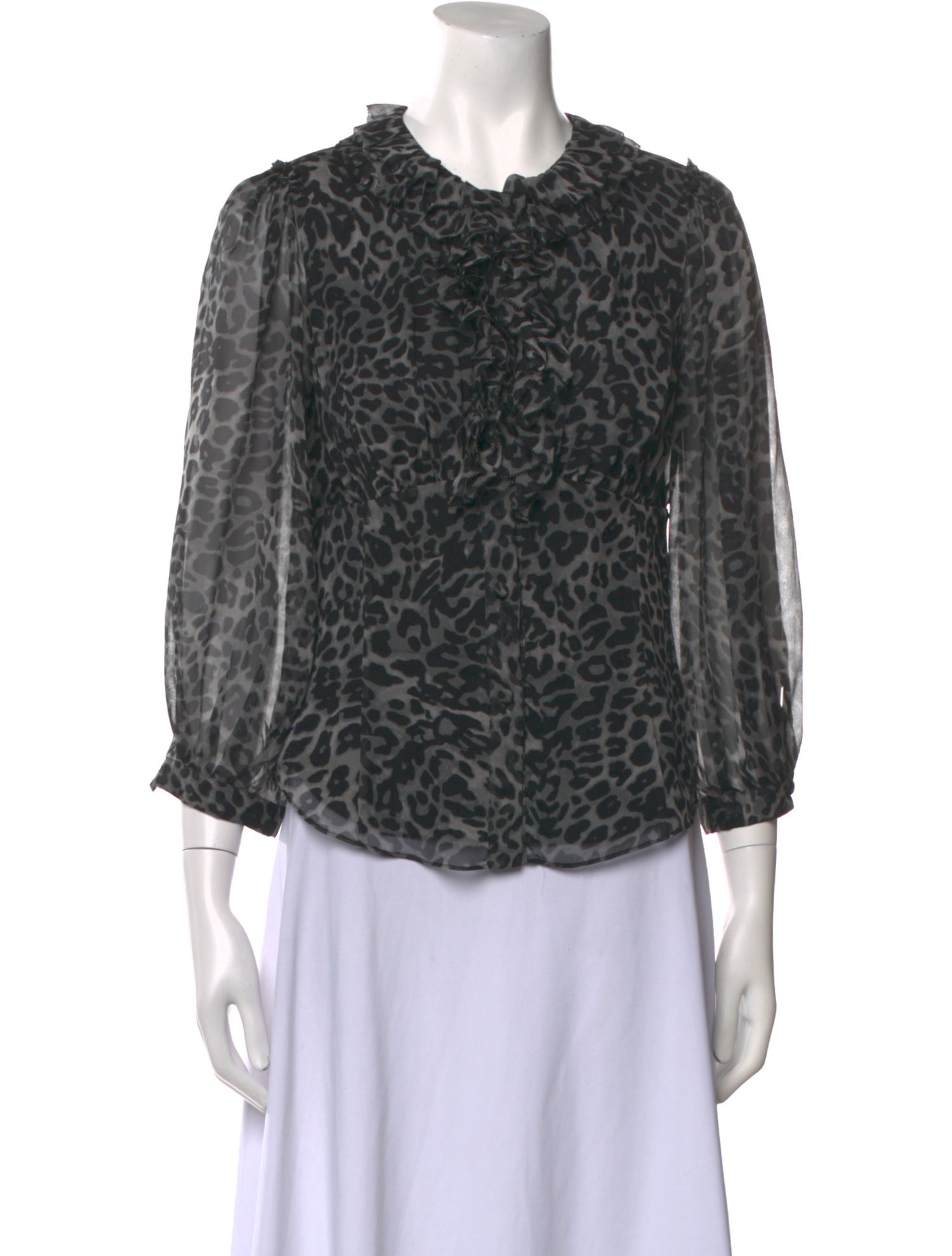 Diane von Furstenberg Silk Animal Print Button-Up Top