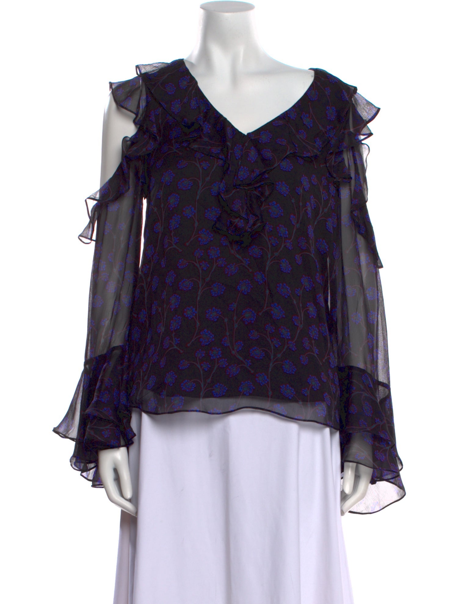 Diane von Furstenberg Floral Print V-Neck Blouse