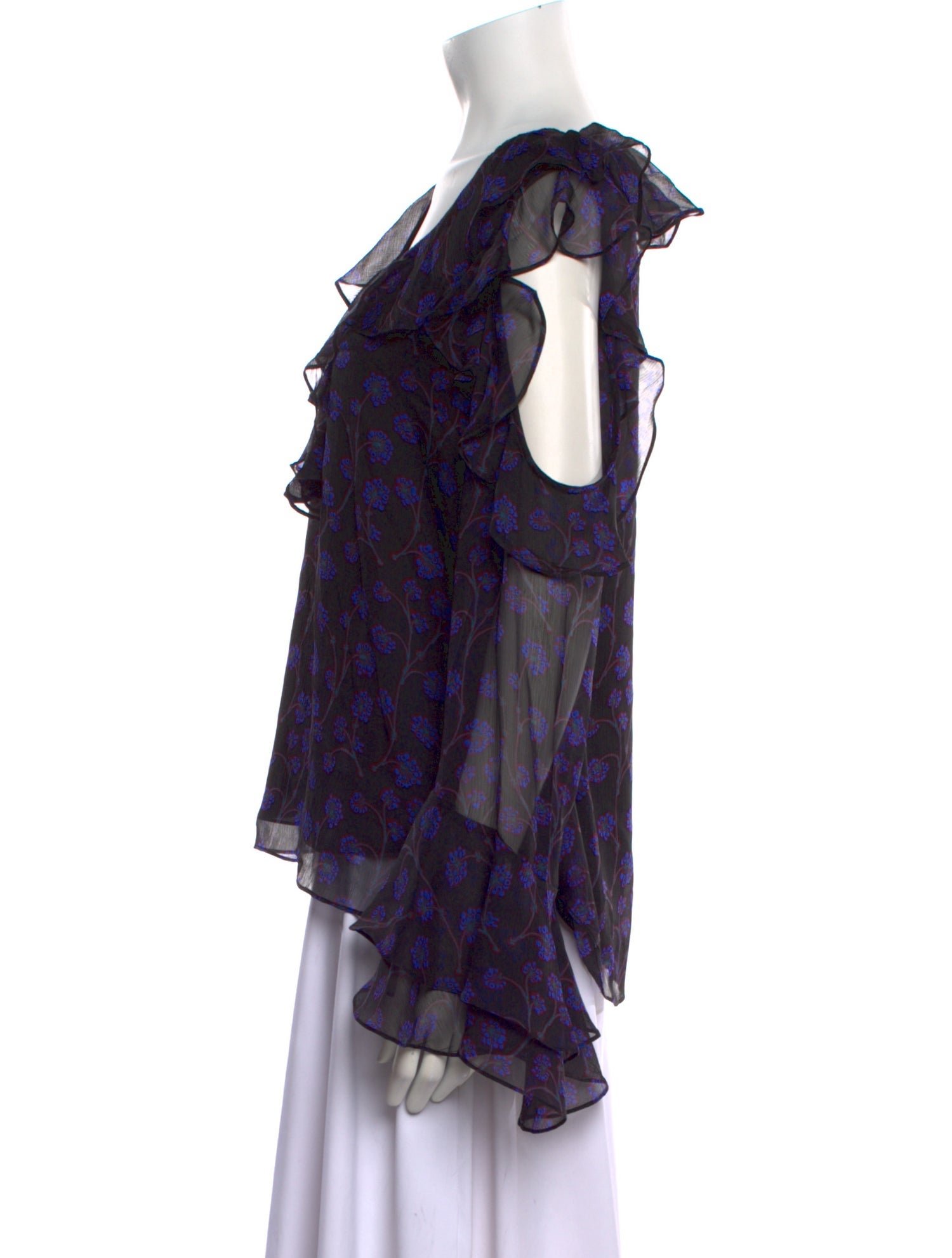 Diane von Furstenberg Floral Print V-Neck Blouse