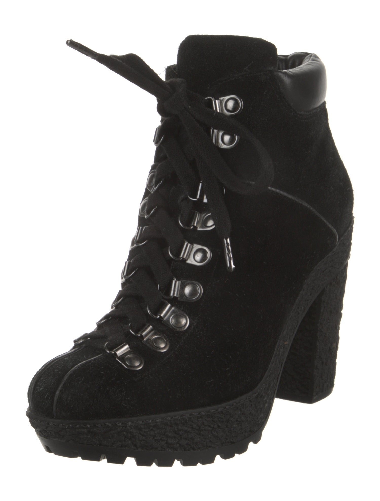 Diane von Furstenberg Suede Pleated Accents Lace-Up Boots