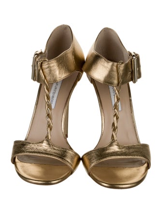 Diane von Furstenberg Leather T-Strap Sandals