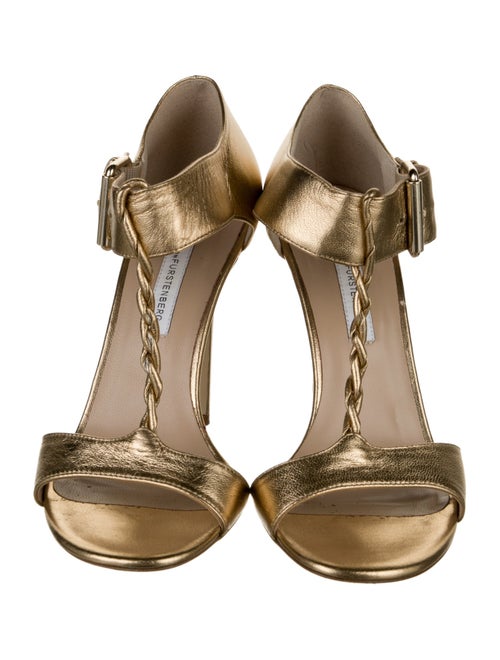 Diane von Furstenberg Leather T-Strap Sandals