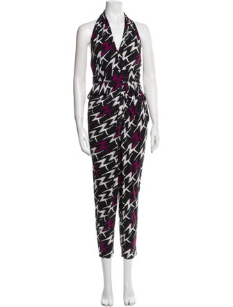 Diane von Furstenberg Printed V-Neck Jumpsuit