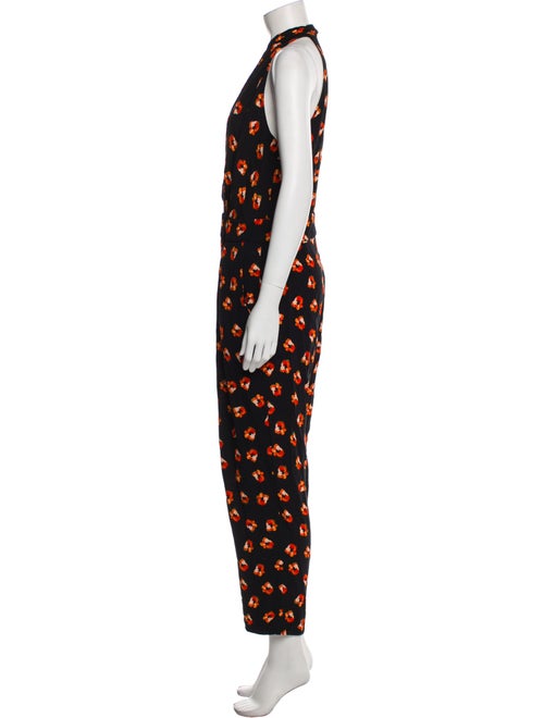 Diane von Furstenberg Floral Print V-Neck Jumpsuit