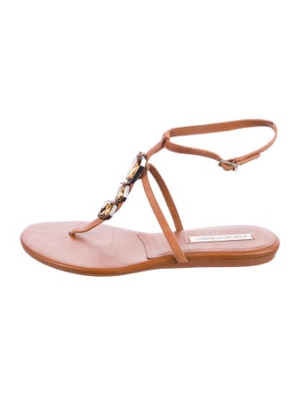 Diane von Furstenberg Leather T-Strap Sandals