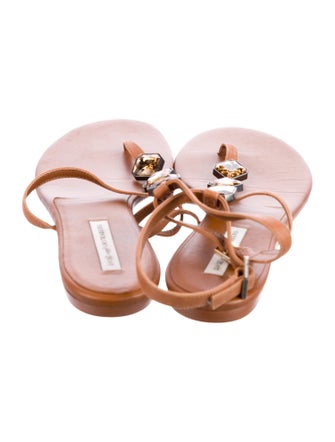 Diane von Furstenberg Leather T-Strap Sandals