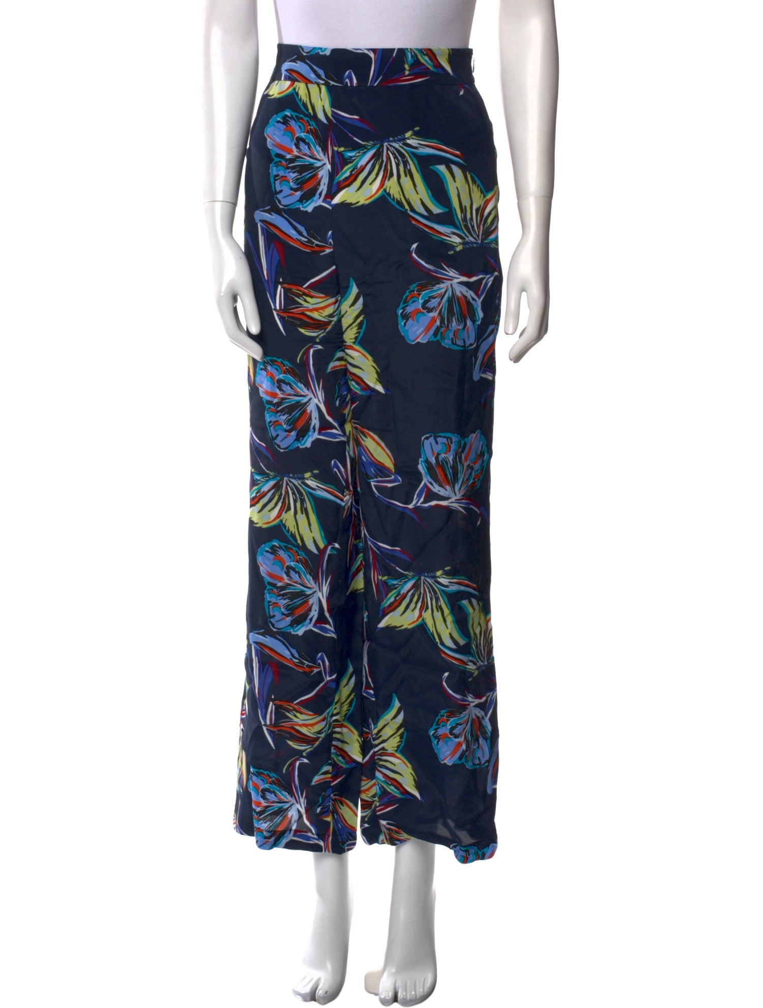 Diane von Furstenberg Floral Print Wide Leg Pants