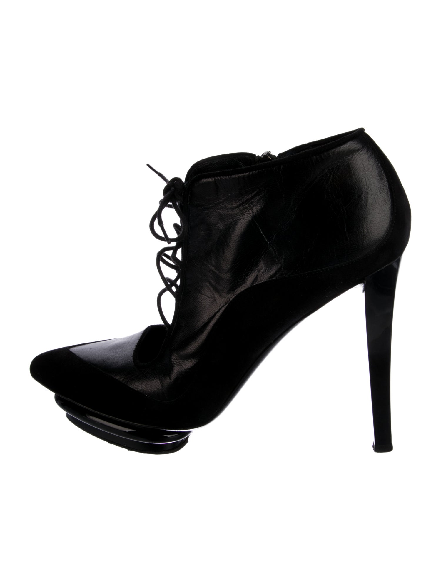 Diane von Furstenberg Leather Cutout Accent Lace-Up Boots