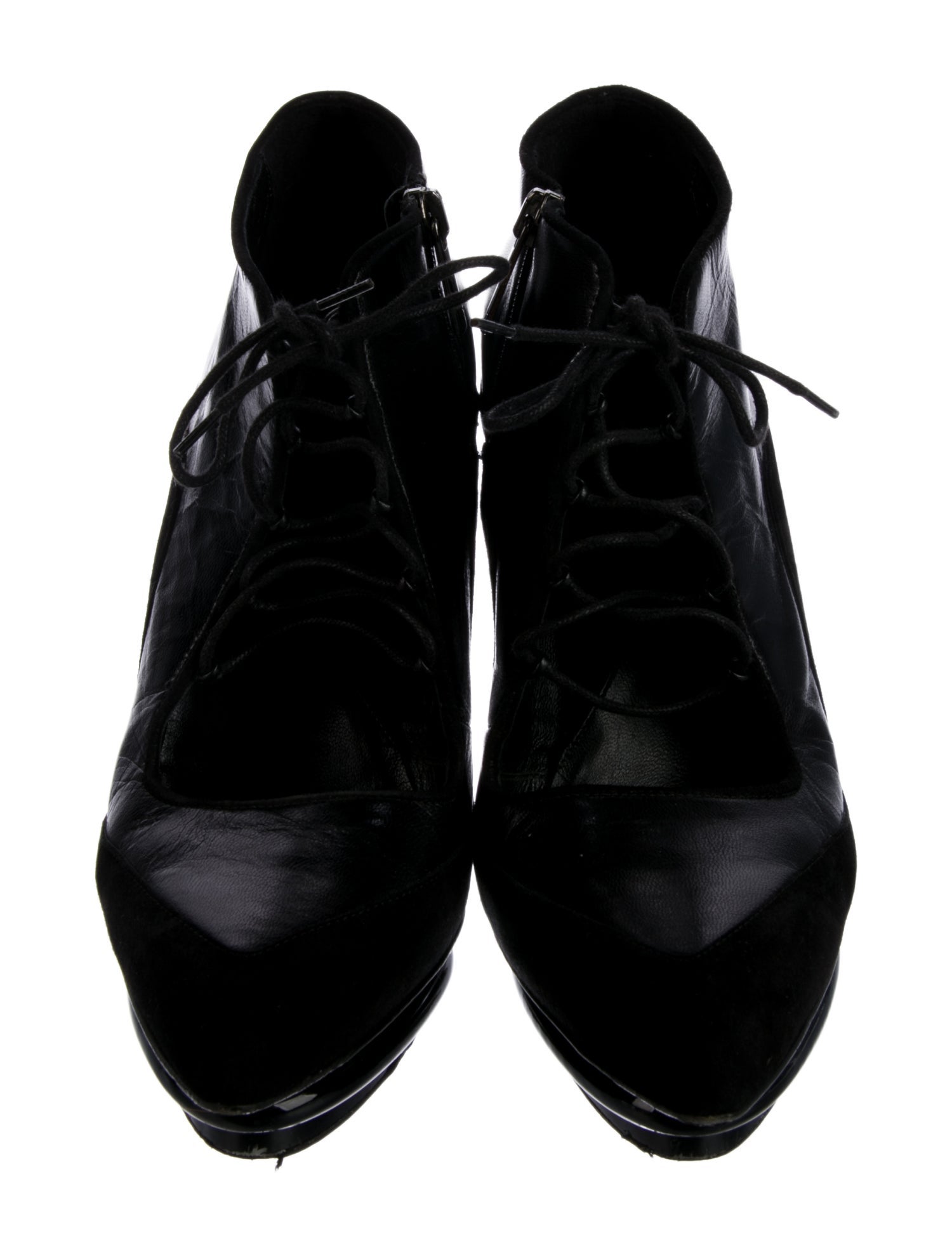 Diane von Furstenberg Leather Cutout Accent Lace-Up Boots