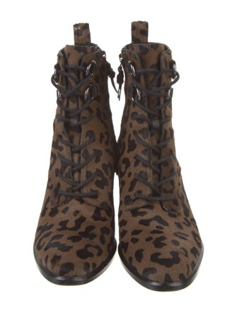 Diane von Furstenberg Ponyhair Animal Print Lace-Up Boots