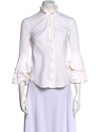 Diane von Furstenberg Three-Quarter Sleeve Button-Up Top