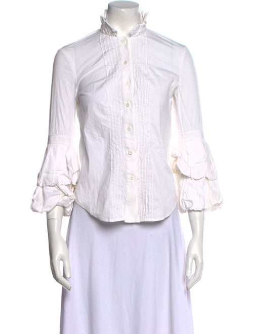 Diane von Furstenberg Three-Quarter Sleeve Button-Up Top